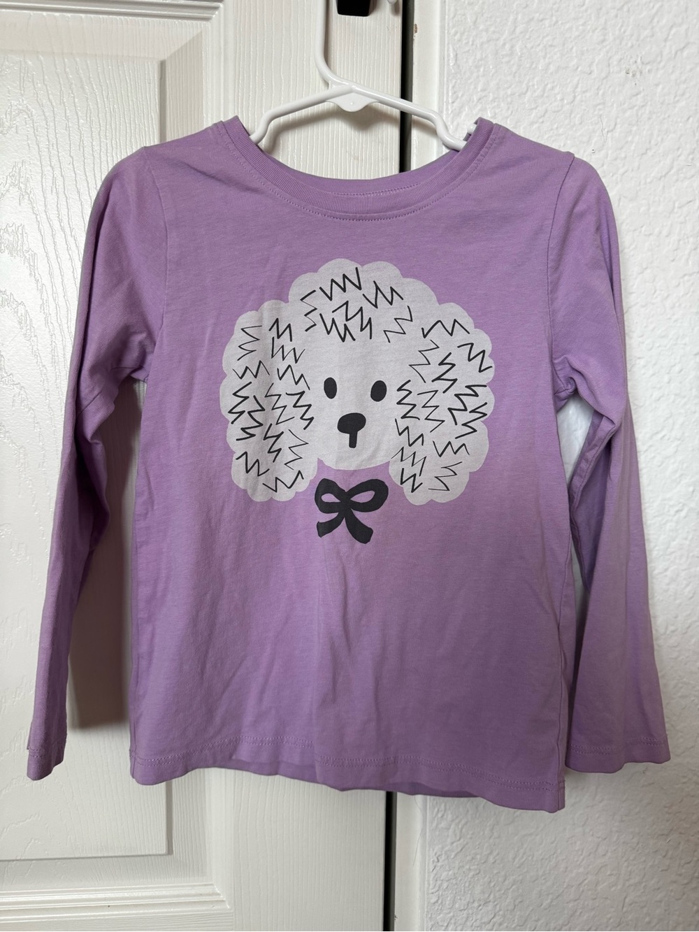 Tea Collection Girls' Lavender Long-Sleeve Tee with Dog Face 4T